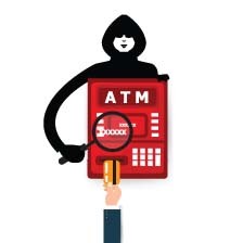 Illustrated concept of ATM Skimming scam.